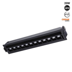 Foco lineal LED empotrable 20W - Orientable - UGR18 - CRI90 - Chip OSRAM - 2800K