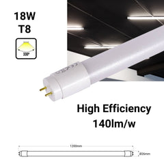 Tubo LED 120cm T8 - 18W - 140lm/W