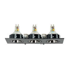 Aro downlight cuadrado basculante triple GU10 / MR16 - Bajo UGR - Corte 75 x 235mm