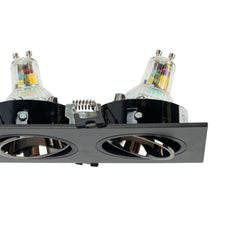 Aro downlight cuadrado basculante triple GU10 / MR16 - Bajo UGR - Corte 75 x 235mm