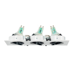 Aro downlight cuadrado basculante triple GU10 / MR16 - Bajo UGR - Corte 75 x 235mm