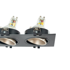 Aro downlight cuadrado basculante doble GU10 / MR16 - Bajo UGR - Corte 75 x 150mm