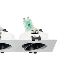 Aro downlight cuadrado basculante doble GU10 / MR16 - Bajo UGR - Corte 75 x 150mm
