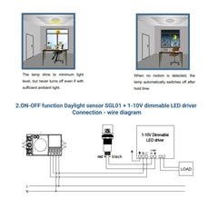 Sensor de luz fotoeléctrico Crepuscular 360º de superficie o empotrar - Regulación 1-10V-DC