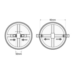 Downlight LED circular empotrable 8W - Diámetro de corte ajustable: Ø 50-90mm