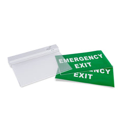 Luz de emergencia permanente con cartel "Emergency Exit"