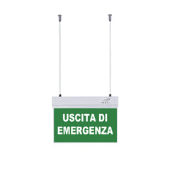 Luz de emergencia permanente con cartel "Salida de Emergencia" - Suspensión