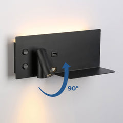 Aplique de pared para lectura con puerto USB "Kerta" - Iluminación doble - 3W+7W