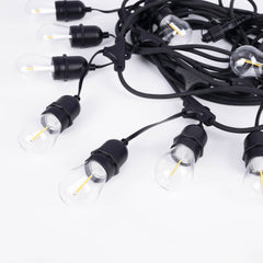 Kit guirnalda luces exterior 11,5 metros + 10 bombillas LED E27 filamento 1W - IP44