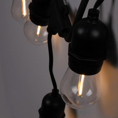 Kit guirnalda luces exterior 11,5 metros + 10 bombillas LED E27 filamento 1W - IP44