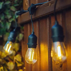Kit guirnalda luces exterior 11,5 metros + 10 bombillas LED E27 filamento 1W - IP44