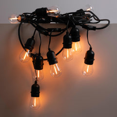 Kit guirnalda luces exterior 11,5 metros + 10 bombillas LED E27 filamento 1W - IP44