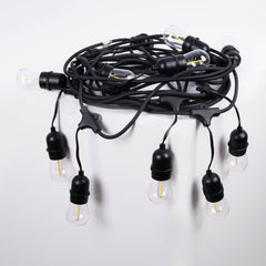 Kit guirnalda luces exterior 11,5 metros + 10 bombillas LED E27 filamento 1W - IP44