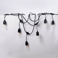 Kit guirnalda luces exterior 11,5 metros + 10 bombillas LED E27 filamento 1W - IP44