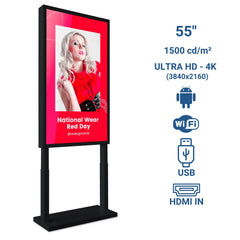Display publicitario LCD para escaparates UHD 4K - 55" - Android - Indoor
