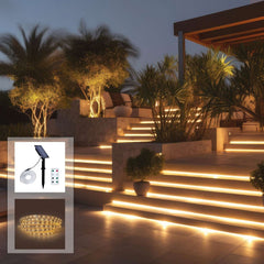 Tira LED solar exterior con mando 18W - 12mm - 5 metros - 2700K - IP65