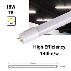 Pack x 25 - Tubo LED 120cm T8 - 18W - 140lm/W
