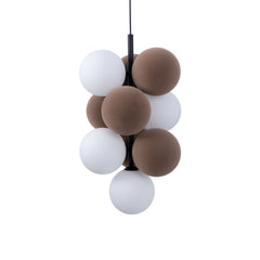 Lámpara acústica colgante vertical "DRAC" - 4 esferas luminosas y 6 esferas absorbentes