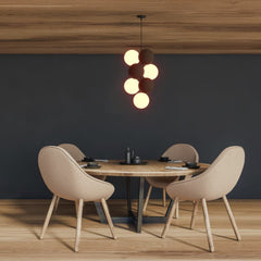 Lámpara acústica colgante vertical "DRAC" - 4 esferas luminosas y 6 esferas absorbentes