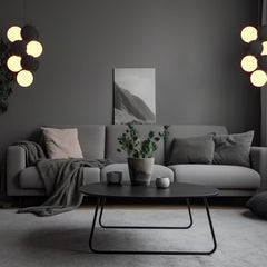 Lámpara acústica colgante vertical "DRAC" - 4 esferas luminosas y 6 esferas absorbentes