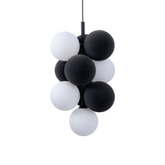 Lámpara acústica colgante vertical "DRAC" - 4 esferas luminosas y 6 esferas absorbentes