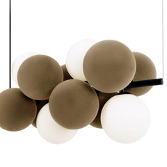 Lámpara acústica colgante horizontal "DRAC" - 4 esferas luminosas y 8 esferas absorbentes
