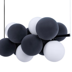 Lámpara acústica colgante horizontal "DRAC" - 4 esferas luminosas y 8 esferas absorbentes