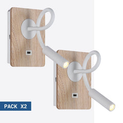 Pack x 2 - Aplique de pared flexible para lectura con puerto USB "LONDON USB" - Chip CREE - 3W