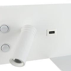 Pack x 2 - Aplique de pared para lectura con puerto USB "Kerta" - Iluminación doble - 3W+7W