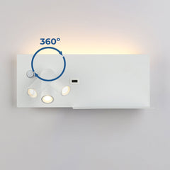 Pack x 2 - Aplique de pared para lectura con puerto USB "Kerta" - Iluminación doble - 3W+7W