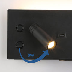 Pack x 2 - Aplique de pared para lectura con puerto USB "Kerta" - Iluminación doble - 3W+7W