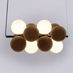 Lámpara acústica colgante horizontal "DRAC" - 4 esferas luminosas y 8 esferas absorbentes
