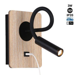 Pack x 2 - Aplique de pared flexible para lectura con puerto USB "LONDON USB" - Chip CREE - 3W