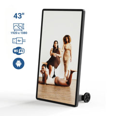 Display publicitario portátil 43'' - LCD full HD - Con ruedas y batería - IP20