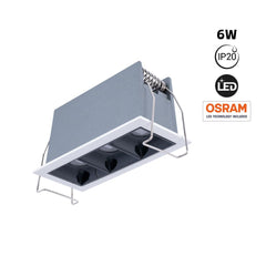 Foco lineal LED empotrable triple 6W - UGR18 - CRI90 - Chip OSRAM