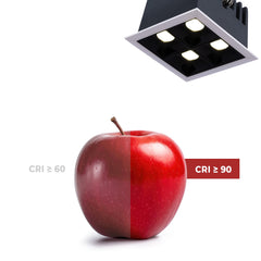 Downlight LED cuadrado empotrable 8W - 4 Focos - UGR18 - CRI90 - Chip OSRAM