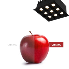 Downlight LED cuadrado empotrable 18W - 9 Focos - UGR18 - CRI90 - Chip OSRAM