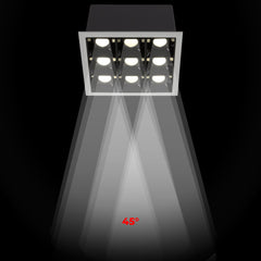 Downlight LED cuadrado empotrable 18W - 9 Focos - UGR18 - CRI90 - Chip OSRAM