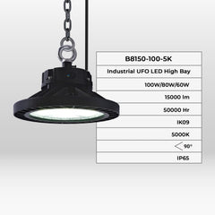 Campana LED industrial - 100W - PHILIPS Lumileds - Driver LIFUD - 5000K - IP65 - 7 años garantía