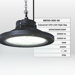 Campana LED industrial - 200W - PHILIPS Lumileds - Driver LIFUD - 5000K - IP65 - 7 años garantía