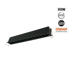 Foco lineal LED empotrable 30W - UGR18 - CRI90 - Chip OSRAM