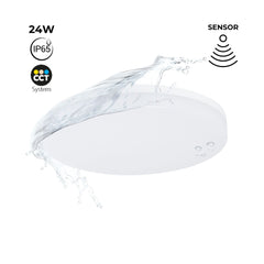 Plafón LED estanco CCT con sensor de movimiento por microondas - 24W - Ø28cm - IP65