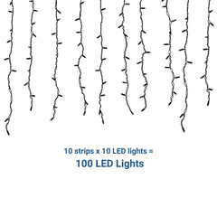 Cortina de luces LED - 1,5m x 90cm - 100 luces - Blanco frío