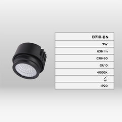 Módulo LED 7W para aro downlight MR16/GU10 - 45º - CRI 90
