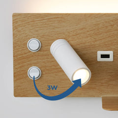 Aplique de pared para lectura con puerto USB "Kerta" - Iluminación doble - 3W+7W