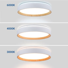 Lámpara de techo LED tipo plafón CCT 24W - Efecto madera - Ø40cm
