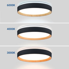 Lámpara de techo LED tipo plafón CCT 24W - Efecto madera - Ø40cm
