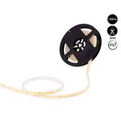Tira LED COB 24V DC - 12W/m - 10mm - IP67 - Rollo de 5 metros - Corte cada 5cm