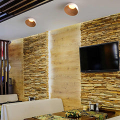 Lámpara de techo LED inclinada CCT 12W - Efecto madera - ø35cm