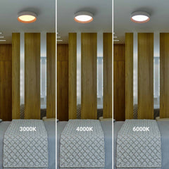 Lámpara de techo LED tipo plafón CCT 24W - Efecto madera - Ø40cm